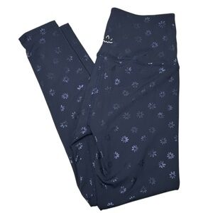 BEYOND YOGA Daisy Shimmer Leggings Blue Small | High Rise Activewear